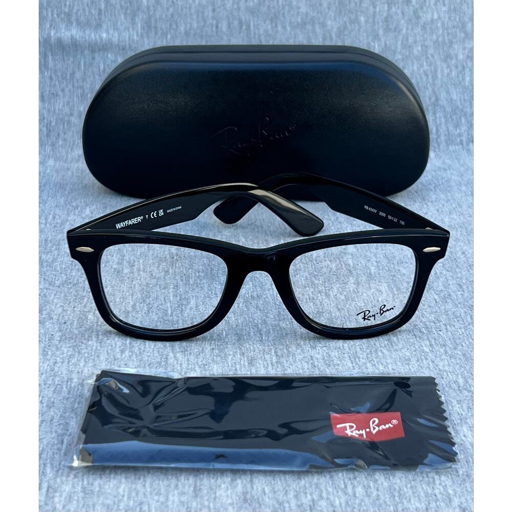 RAY BAN Wayfarer Ease RB4340V Unisex Polished Black Square Frame 50 22 150 NEW